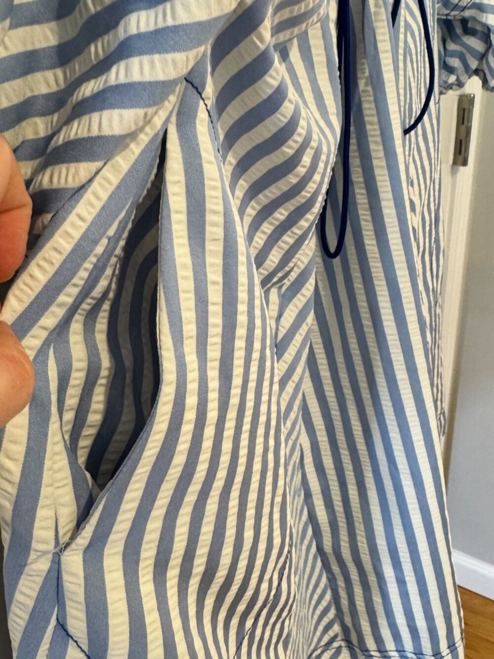 Blue and White Stripe Baby Doll Romper - Size Medium‎ - Picture 6 of 10